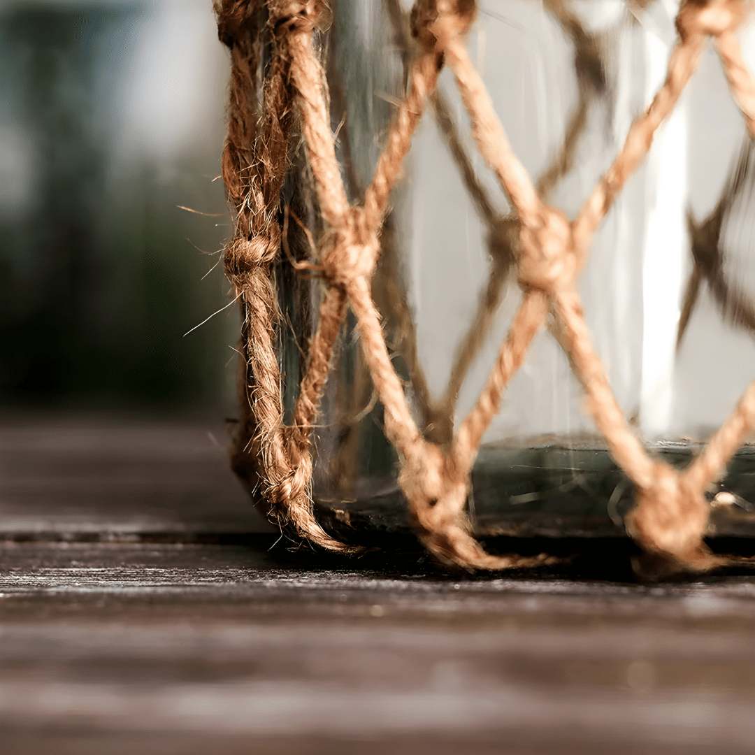 Rustic glass vase with hemp rope for home or event decoration in Beirut