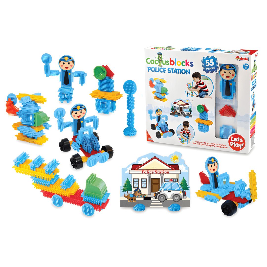 Cactus Blocks Police Station 55pcs | Creative Building Set for Kids 3+