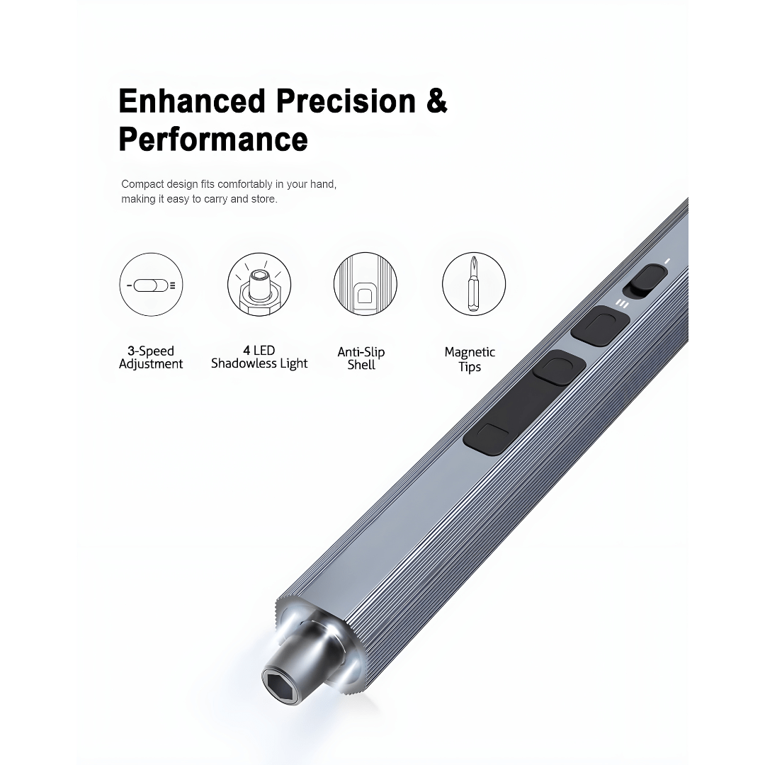 153-in-1 cordless electric magnetic screwdriver repair set with 140 bits, LED lights, USB-C charging – ideal for electronics and DIY projects