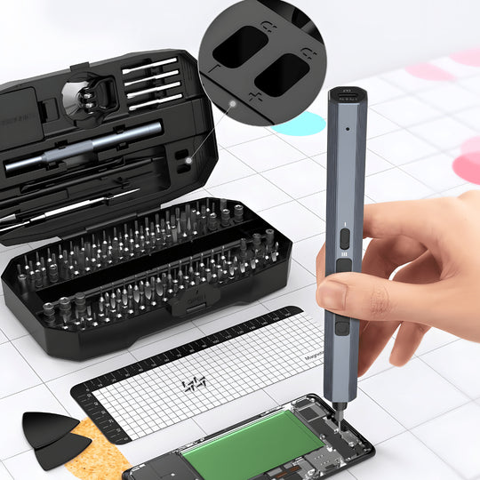 153-in-1 cordless electric magnetic screwdriver repair set with 140 bits, LED lights, USB-C charging – ideal for electronics and DIY projects