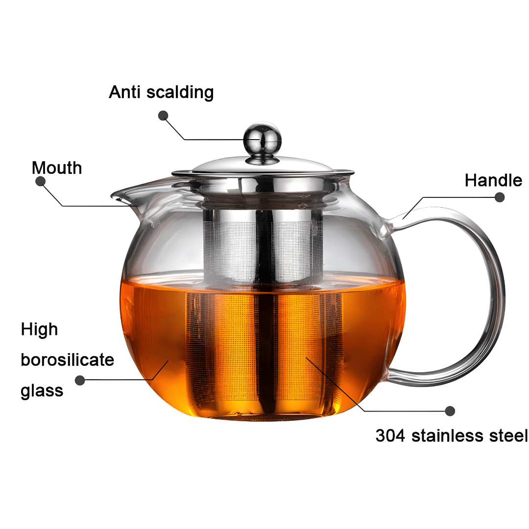 500ml Borosilicate Glass Teapot with Stainless Steel Infuser – Heat Resistant