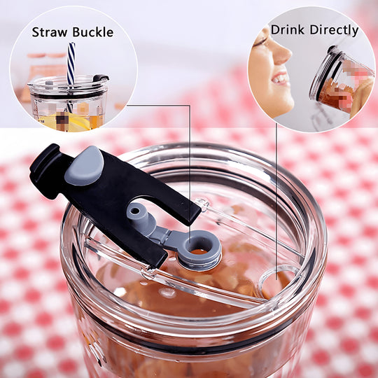 450ml Reusable Thick Glass Tumbler with Lid and Straw – “Hey, Drink Water More” & Cactus Summer Designs