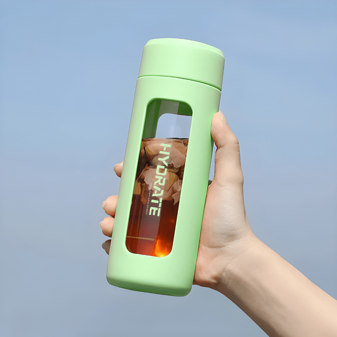 360ml Borosilicate Glass Tea Infuser Bottle – Double-Wall with Durable PP Shell