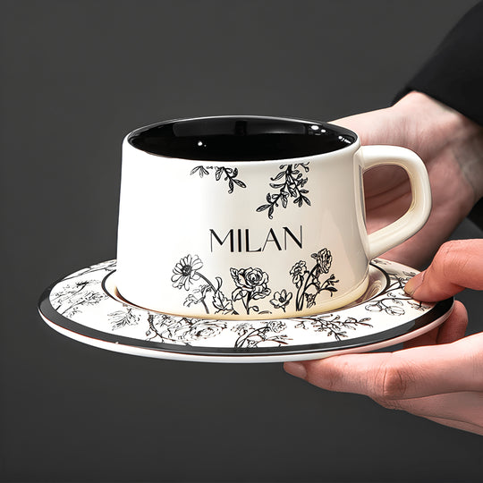 Vintage ceramic coffee cup with saucer and spoon – Beirut Lebanon