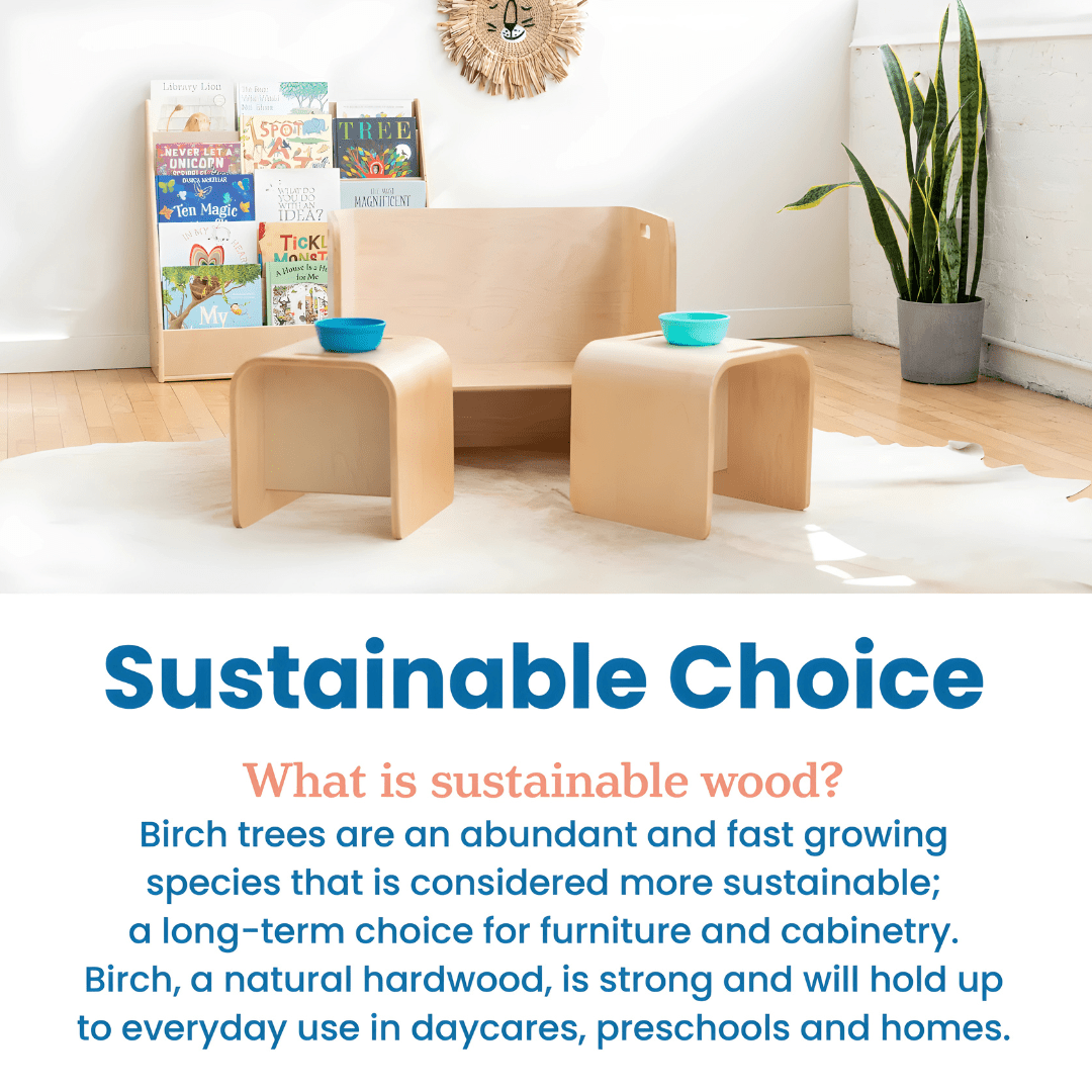Multifunction Birch Montessori Table & Chair Set – Natural Wood Finish
