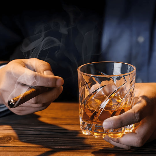 Crystal rotatable whiskey glass tumbler 285ml – stylish drinkware for home or bar in Beirut Lebanon