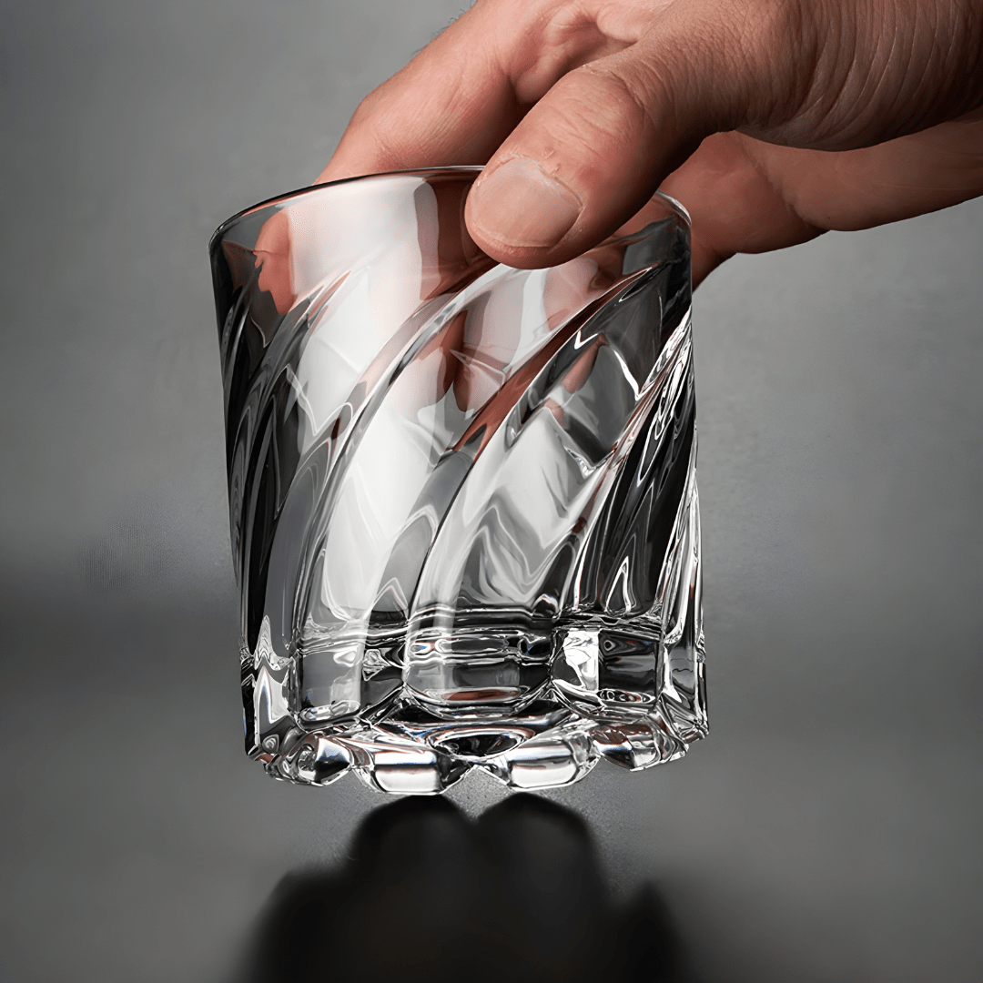 Crystal rotatable whiskey glass tumbler 285ml – stylish drinkware for home or bar in Beirut Lebanon
