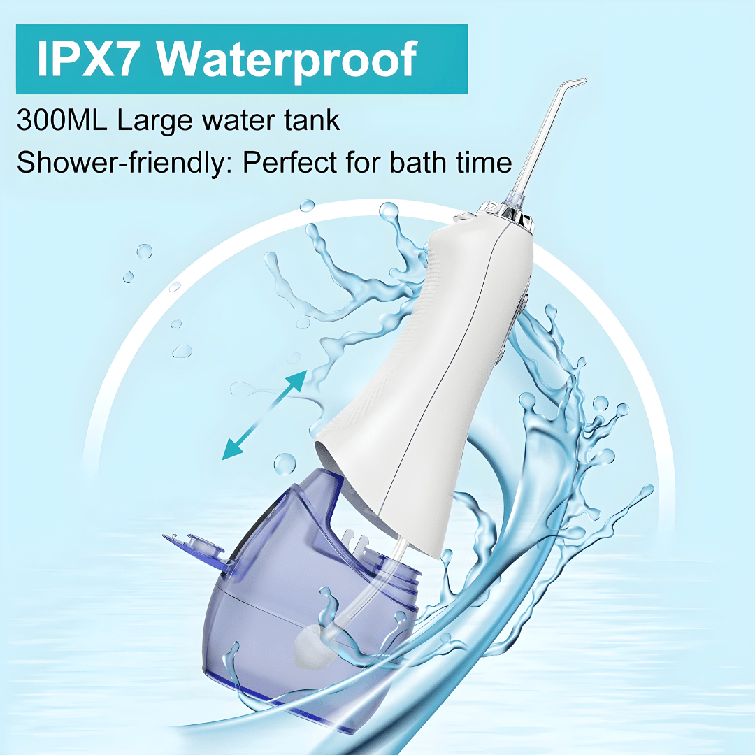 HF-6 Portable Cordless Oral Irrigator – 300ml Rechargeable Water Flosser with 5 Nozzles