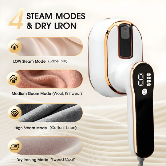 Compact foldable travel steam iron with 1000W power and ceramic plate, suitable for all fabrics, ideal for use in Beirut, Lebanon