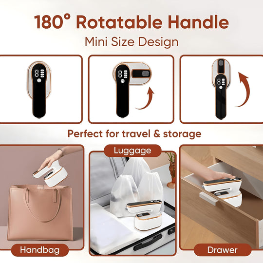 Compact foldable travel steam iron with 1000W power and ceramic plate, suitable for all fabrics, ideal for use in Beirut, Lebanon