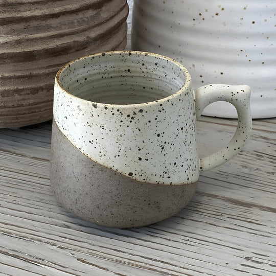 350ml handmade speckled ceramic mug with a two-tone glaze – artisan-crafted stoneware perfect for coffee