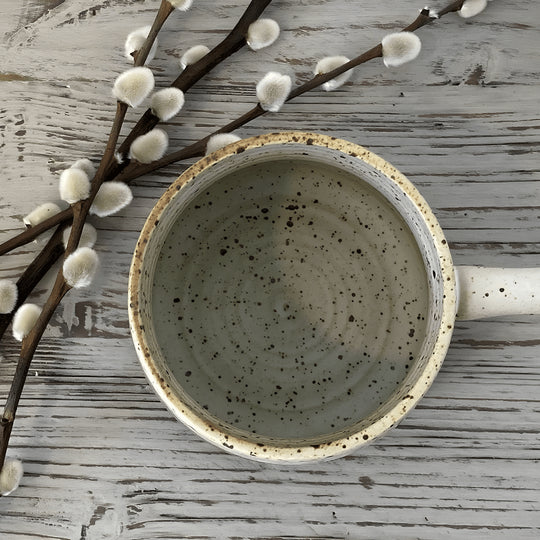 350ml handmade speckled ceramic mug with a two-tone glaze – artisan-crafted stoneware perfect for coffee