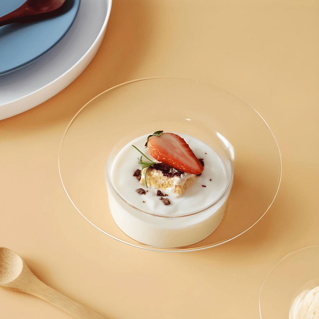 Elegant 250ml clear glass bowl with cap-shaped design, ideal for serving dessert, salad, or breakfast – available in Beirut, Lebanon