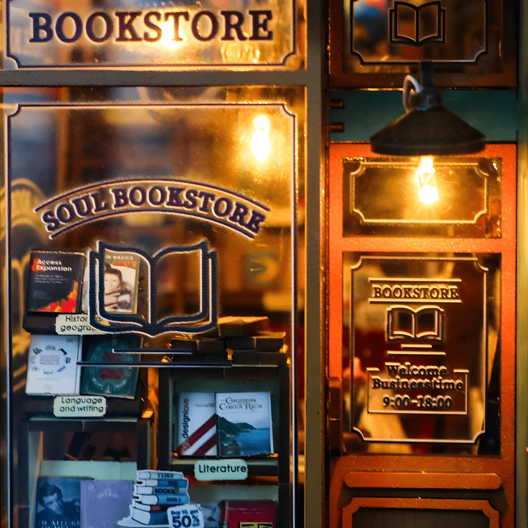 Soul Bookstore DIY Miniature Book Nook with LED & Music Box
