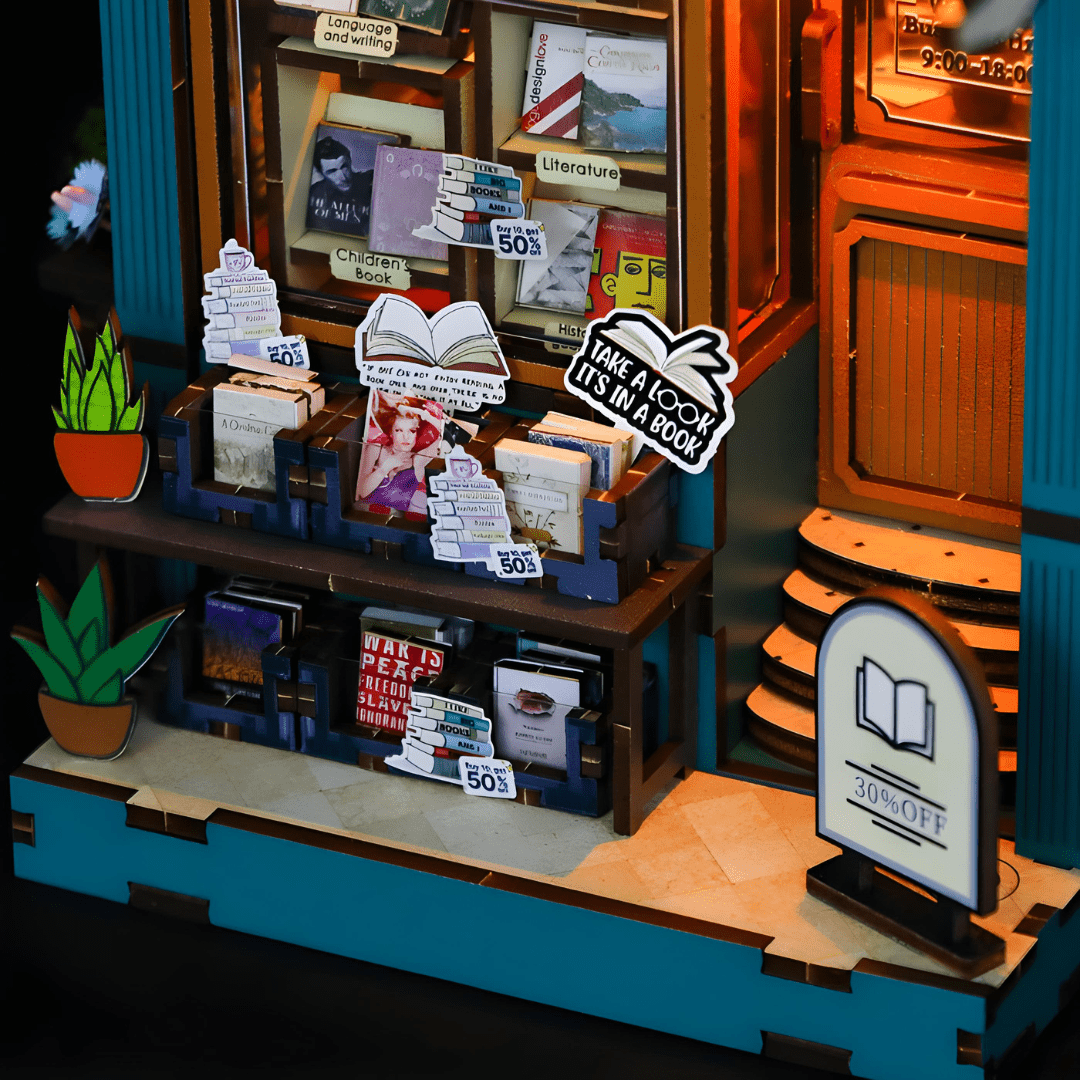 Soul Bookstore DIY Miniature Book Nook with LED & Music Box