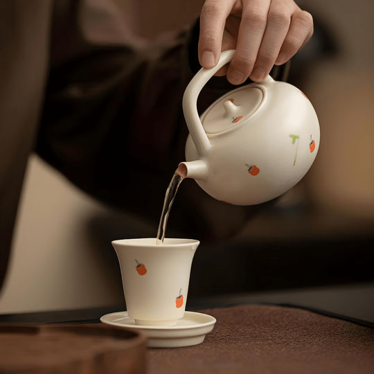 100ml matte porcelain cup and saucer with red fruit design – Beirut Lebanon