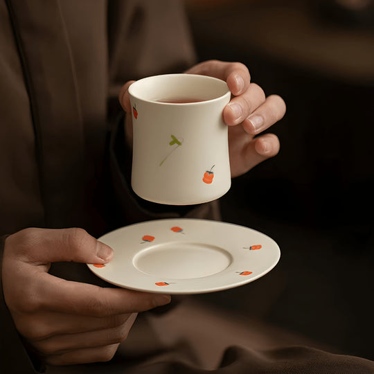 100ml matte porcelain cup and saucer with red fruit design – Beirut Lebanon