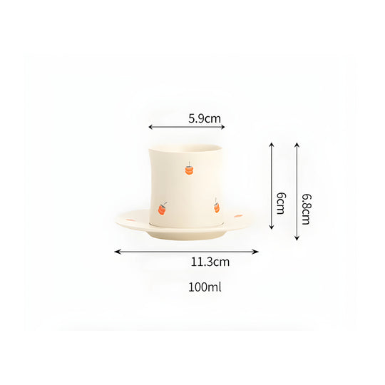 100ml matte porcelain cup and saucer with red fruit design – Beirut Lebanon