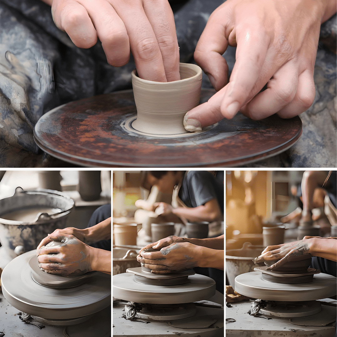 300ml Handmade Clay Mug – Retro Style