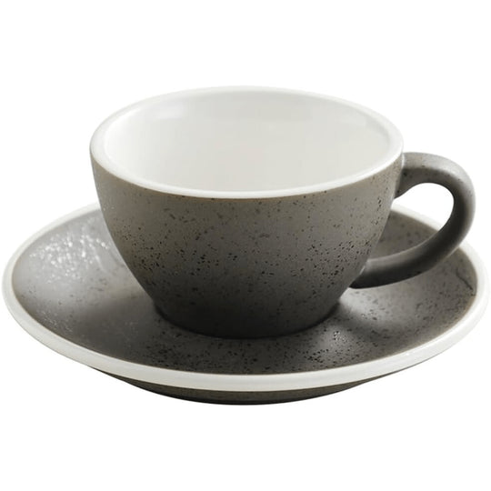 300ml Vintage Ceramic Coffee Cup & Saucer Set – Grey Stone Finish