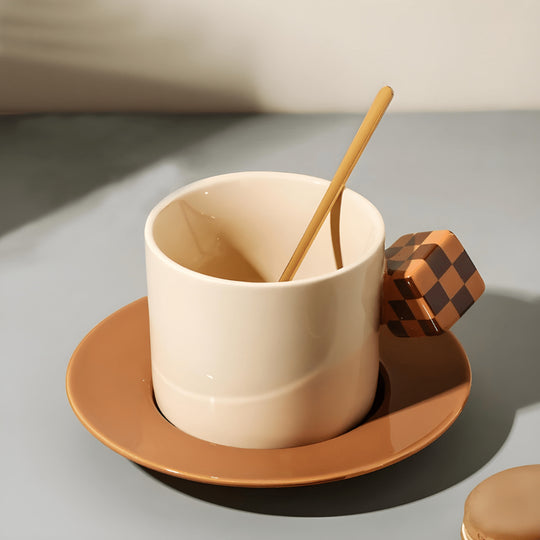 Mosaic ceramic coffee cup set with saucer and spoon – 250ml – Beirut Lebanon