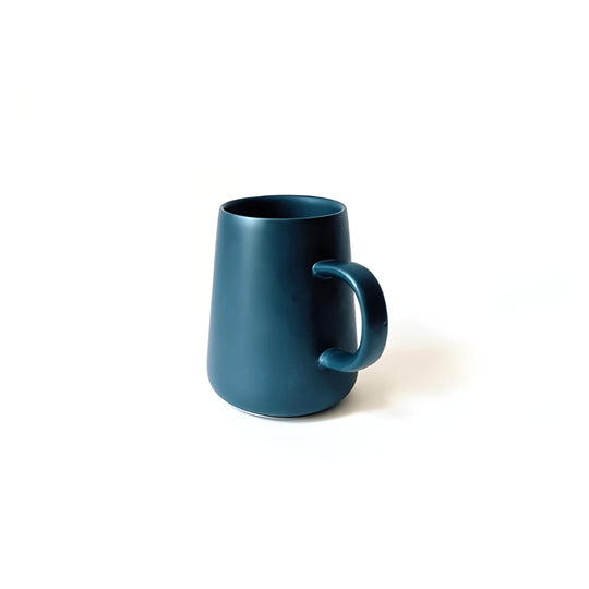 Scandinavian-style 340ml matte ceramic mugs in green, blue, and dark blue colors