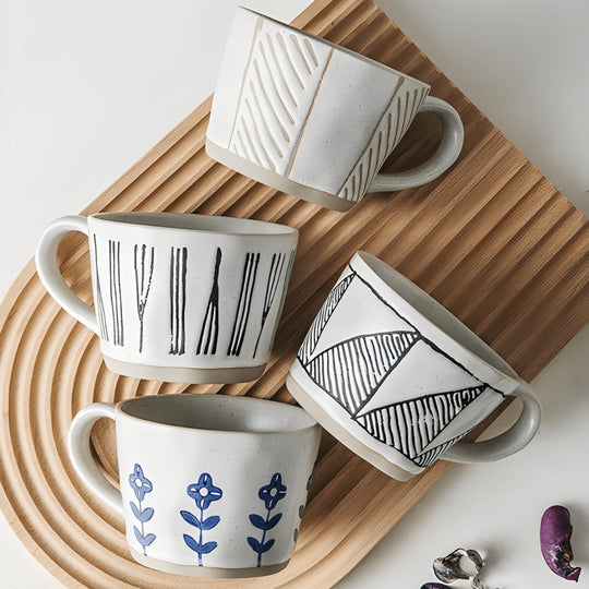 Handmade crude pottery mug 360ml with rustic porcelain finish – ideal for hot drinks in Beirut Lebanon