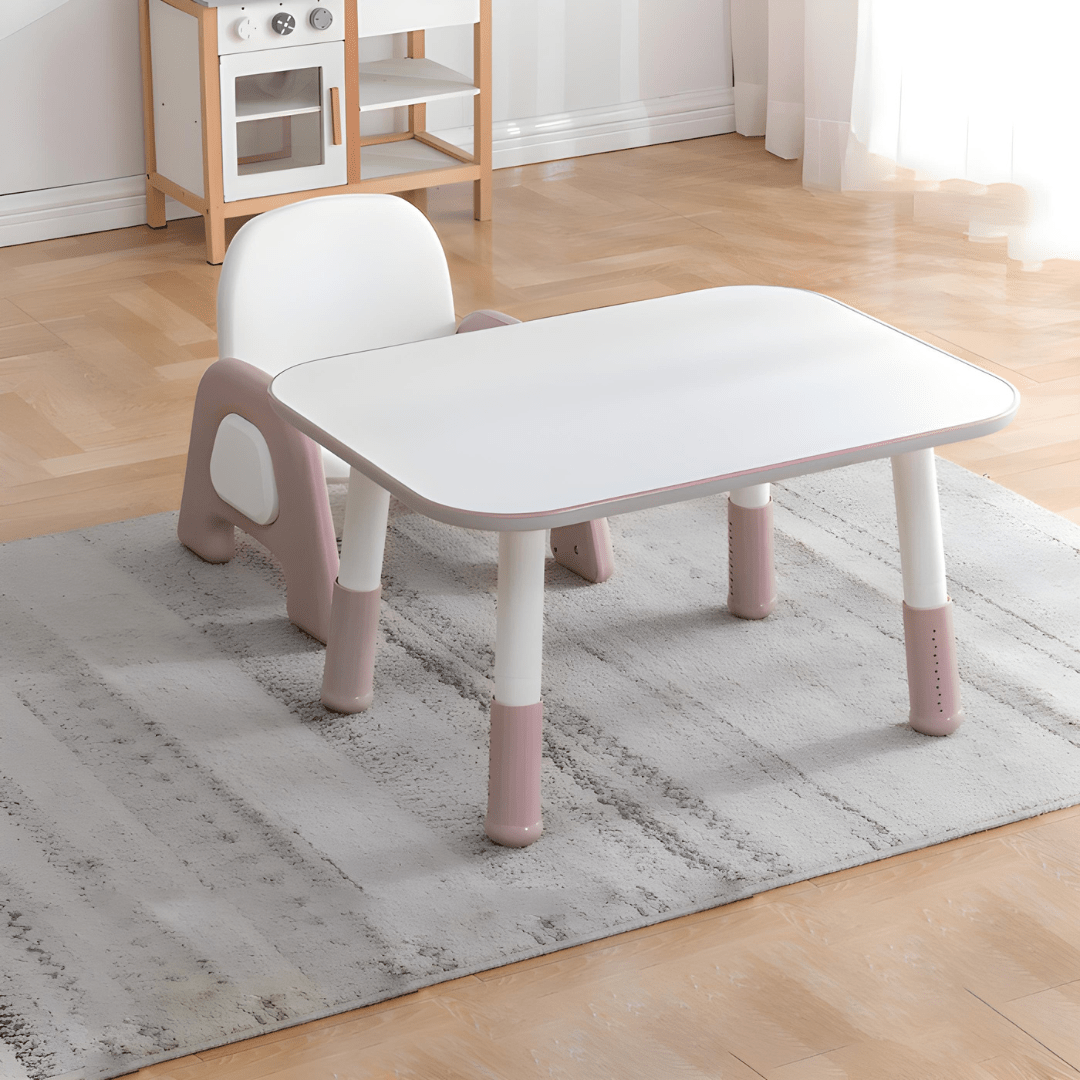Adjustable Kids Table and Chair Set – Modern Design, Anti-Slip Base, Cloudy Pink Legs