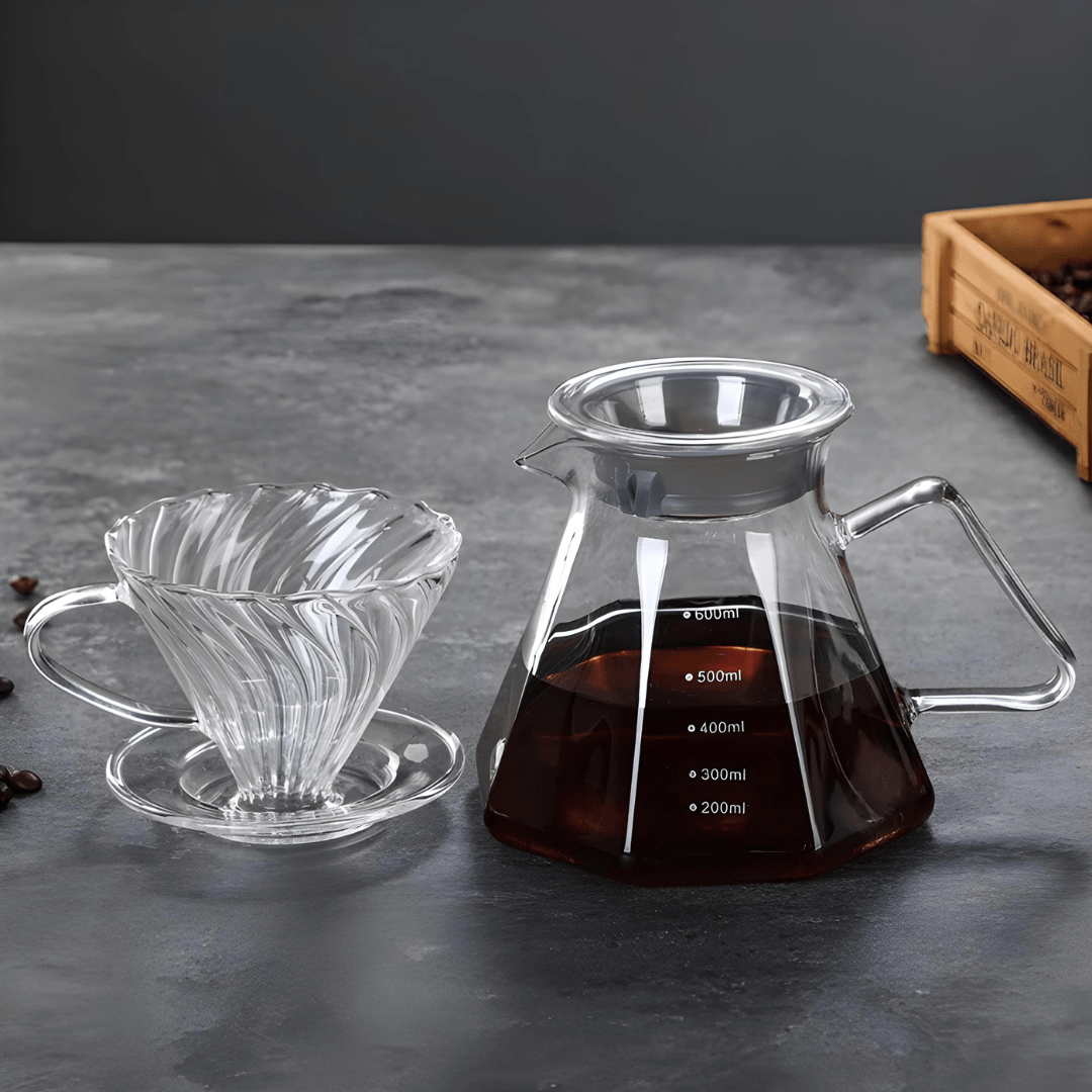 Pour-over coffee maker set with 600ml glass server and dripper – Beirut Lebanon market