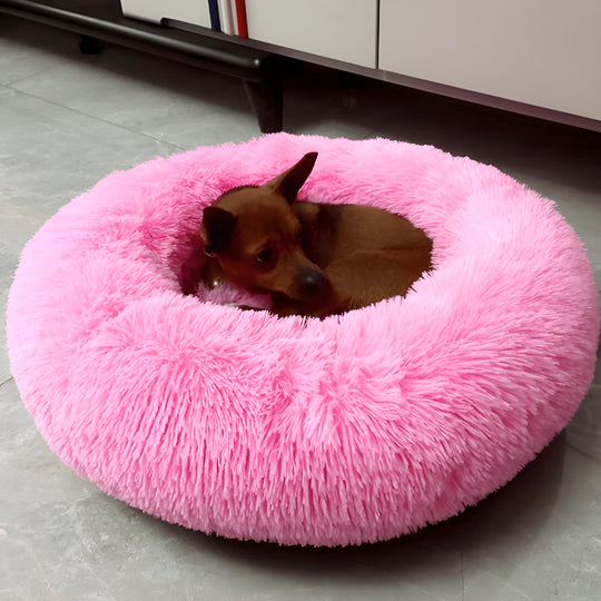 Washable plush pet bed 50cm for small dogs and cats in white, pink, and grey – breathable comfort sofa