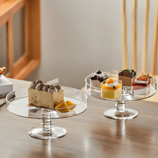 European Style Premium Glass Cake Stand with Dome – 2 Sizes, Gift-Ready Packaging