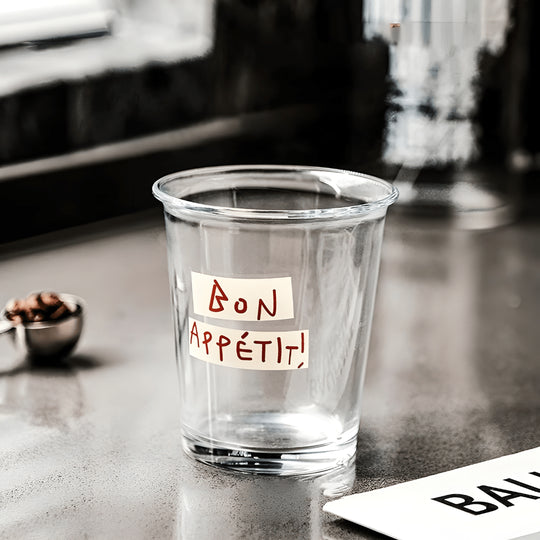 Bon Appétit 320ml Glass Cup with Red Lettering – Juice Serving