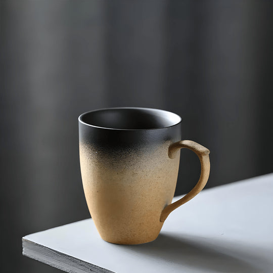 Handmade 320ml porcelain mug with gradient matte finish, available in multiple colors, perfect for coffee or tea