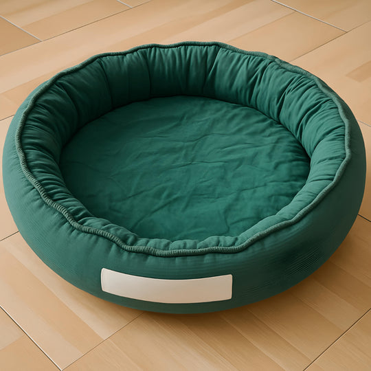 Round 78cm premium pet bed for small and medium dogs or cats – soft, durable, removable washable cover, and cuddler design.