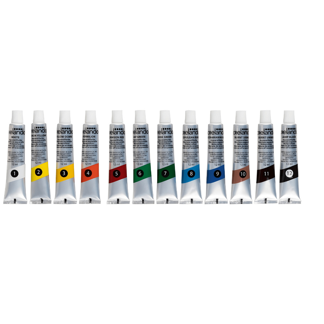 Crelando Watercolor Paint Set – 12 Vibrant Colors (12ml Tubes)