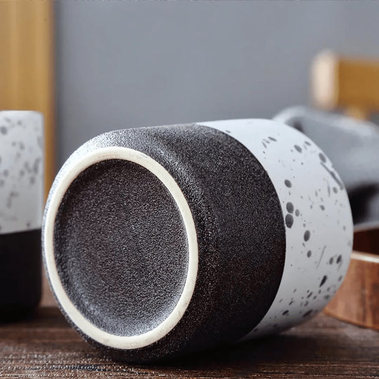 Retro style 200ml frosted stoneware tea cup with vintage speckled ceramic design – European House Hold Beirut