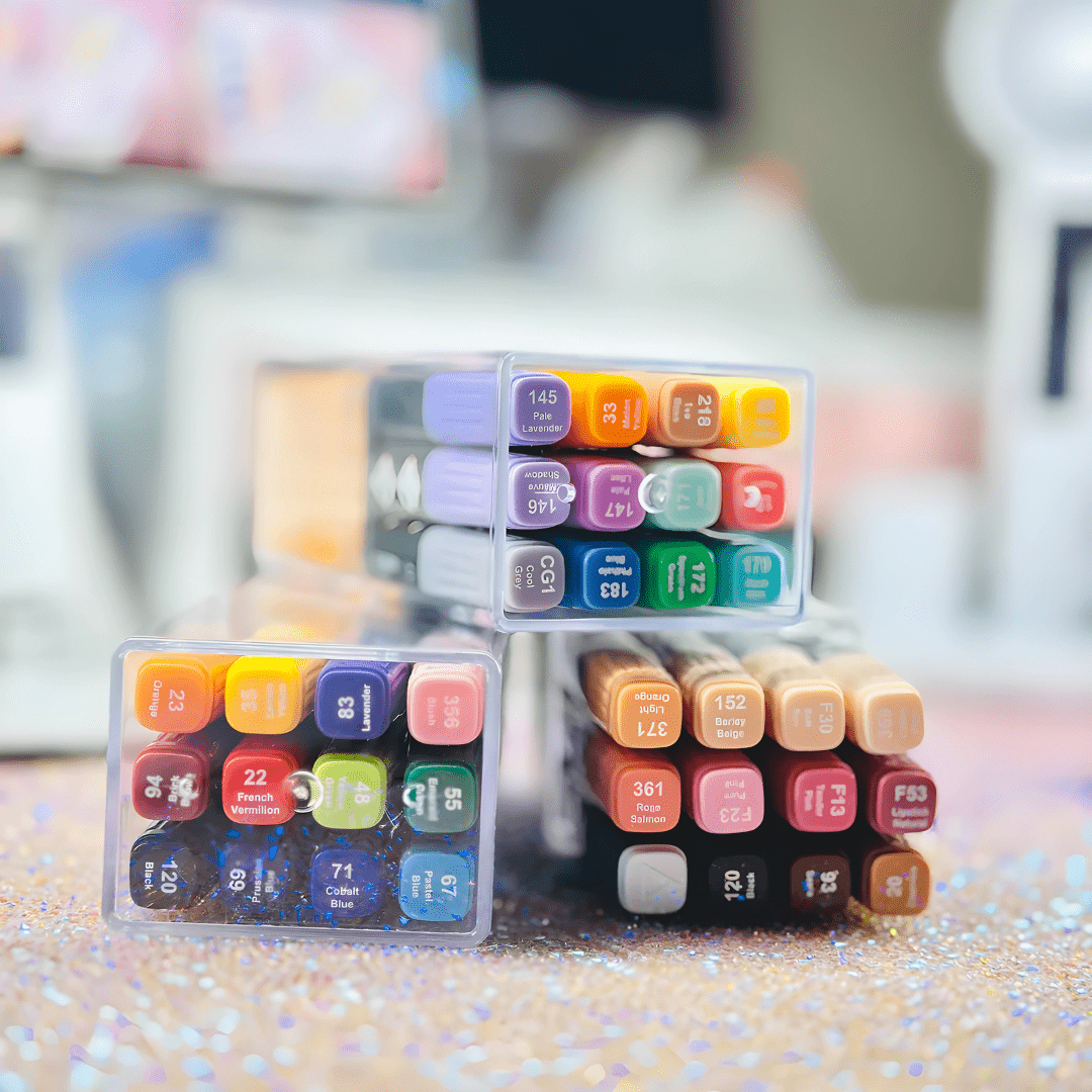 Crelando premium sketch markers set of 12 dual-tip alcohol-based art pens in plastic box – available in Basic or Pastel colors, Beirut Lebanon