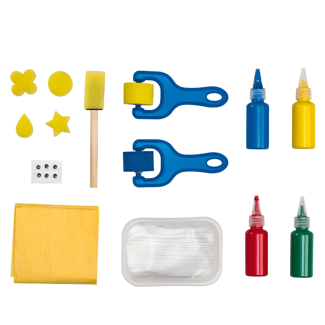 Crelando sponge painting set 31 pieces for kids with sponges rollers and paints — creative art kit for children in Beirut Lebanon.