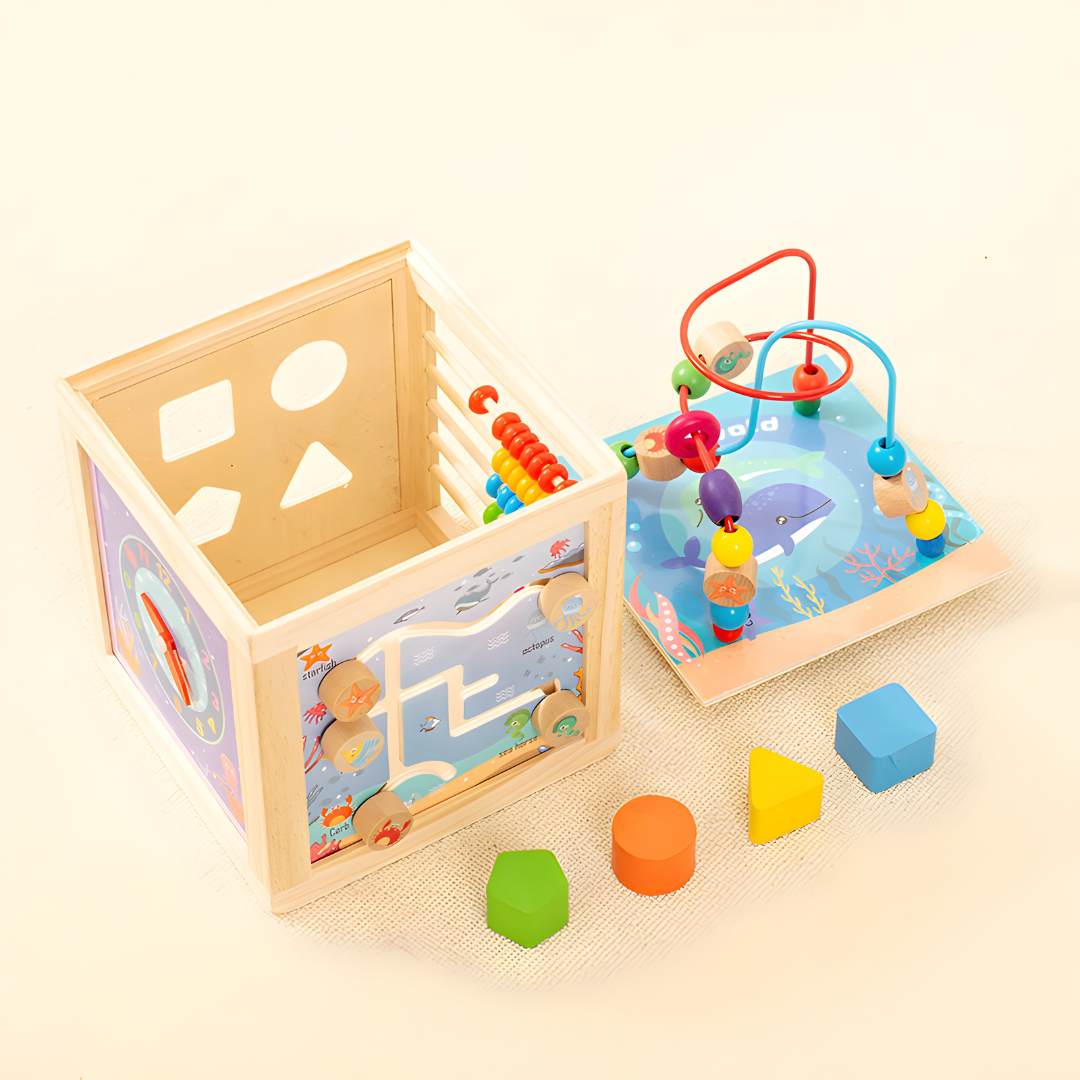 Wooden Activity Cube Clock Learning Side – Kids Learning Toy