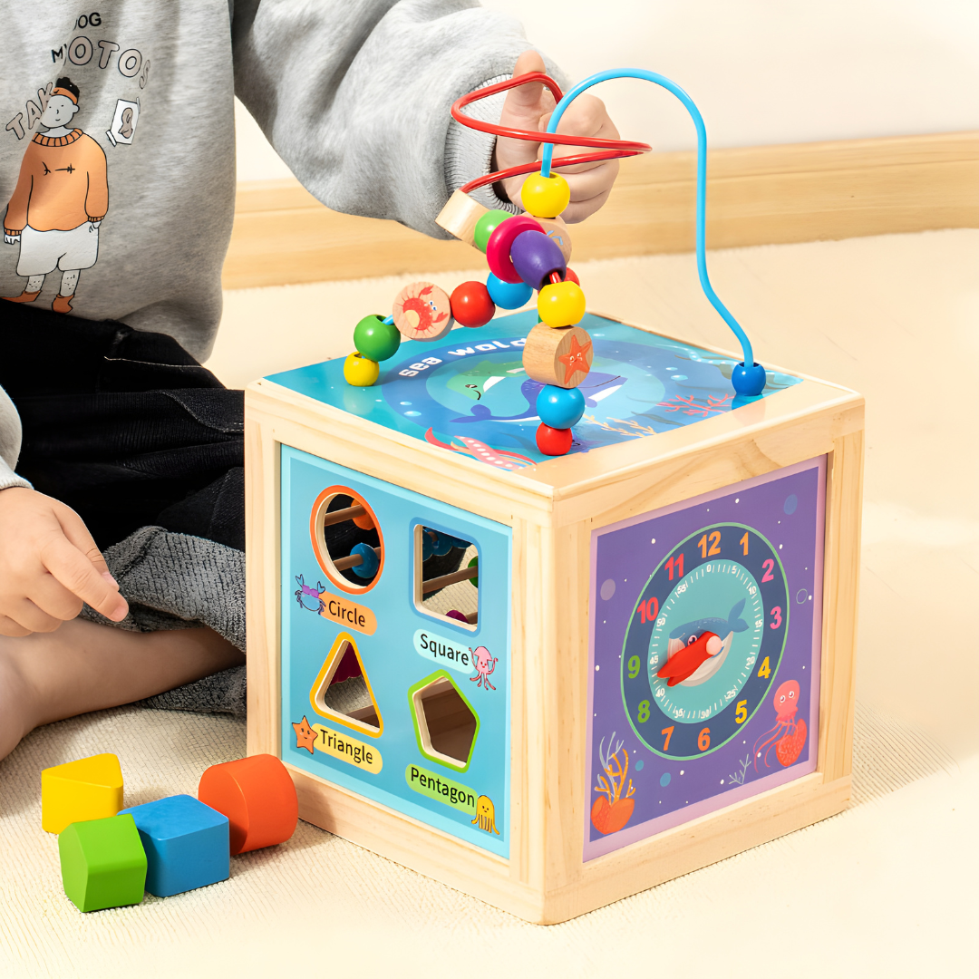 Wooden Activity Cube Clock Learning Side – Kids Learning Toy
