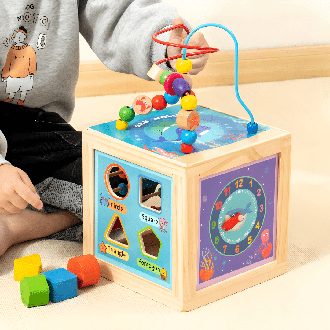 Wooden Activity Cube Clock Learning Side – Kids Learning Toy