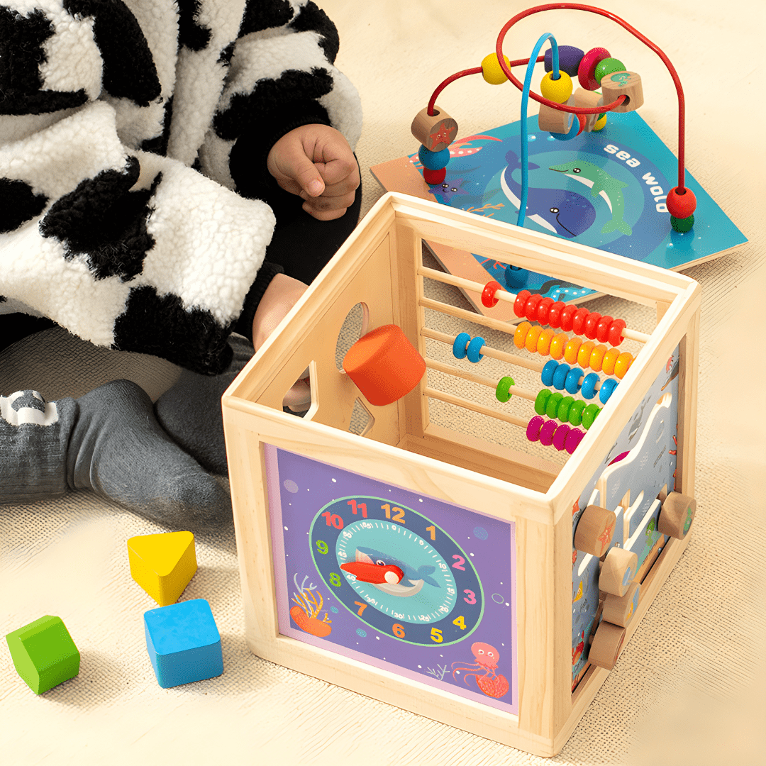 Wooden Activity Cube Clock Learning Side – Kids Learning Toy