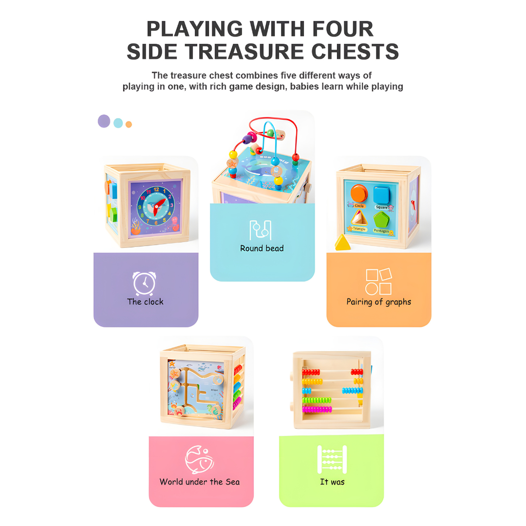 Wooden Activity Cube Clock Learning Side – Kids Learning Toy