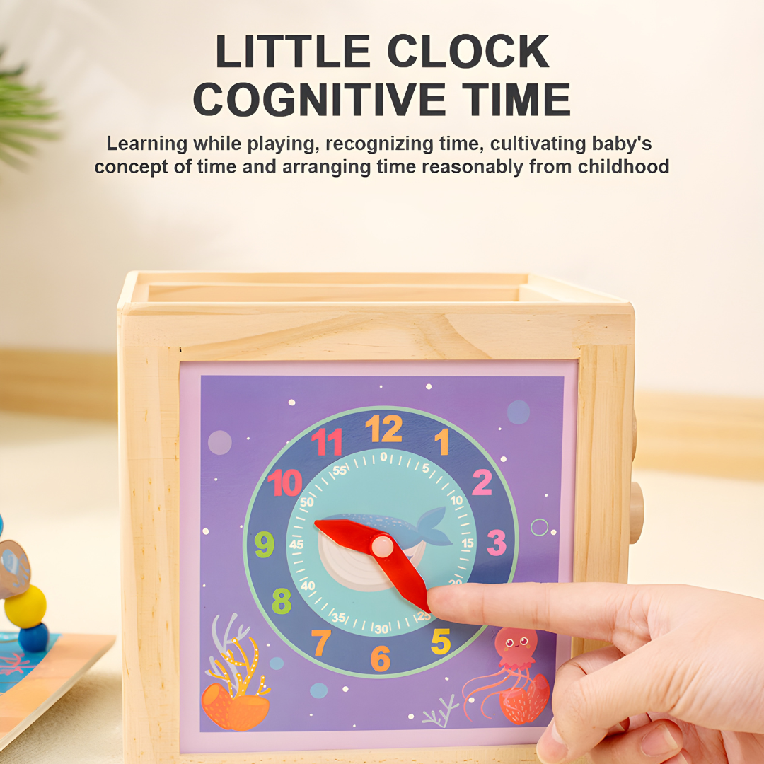 Wooden Activity Cube Clock Learning Side – Kids Learning Toy