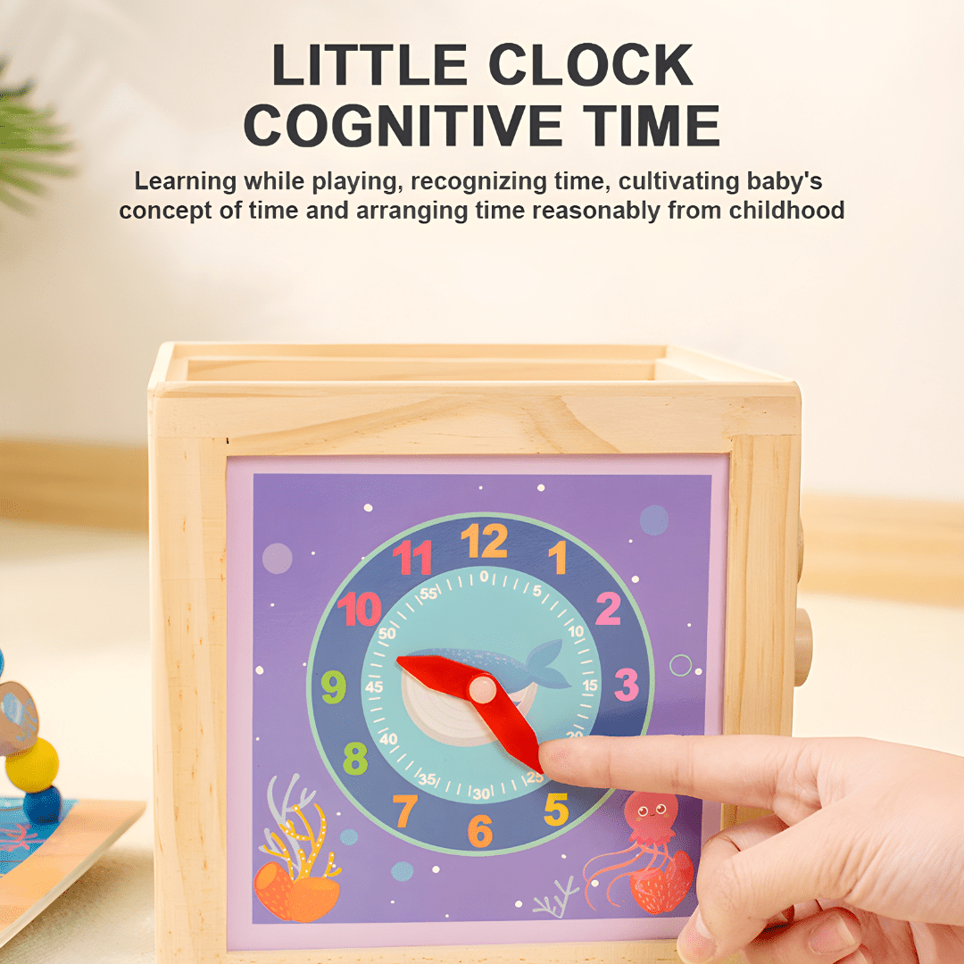 Wooden Activity Cube Clock Learning Side – Kids Learning Toy