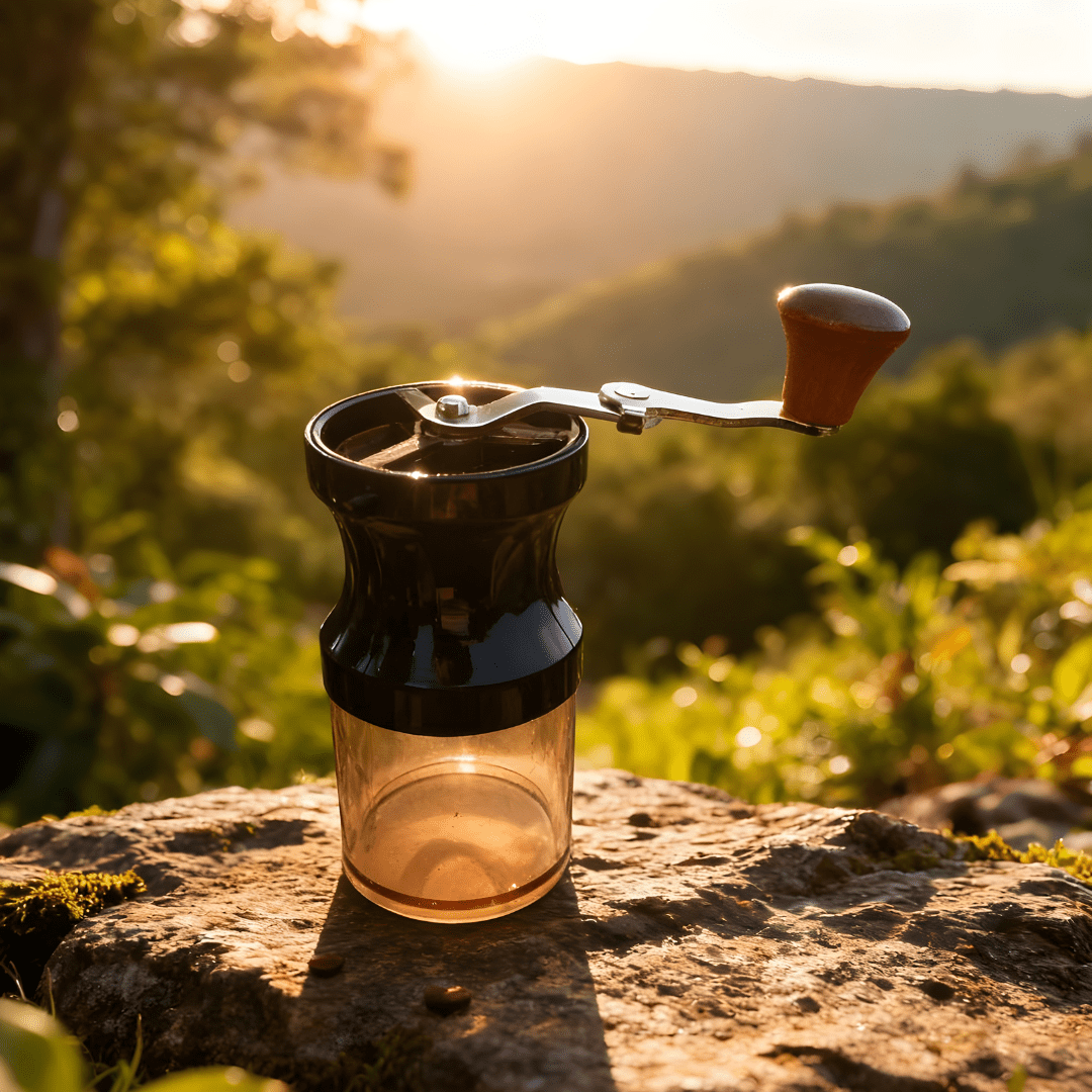 Full V60 coffee brewing kit inside practical box including kettle, grinder, dripper, mug and scale