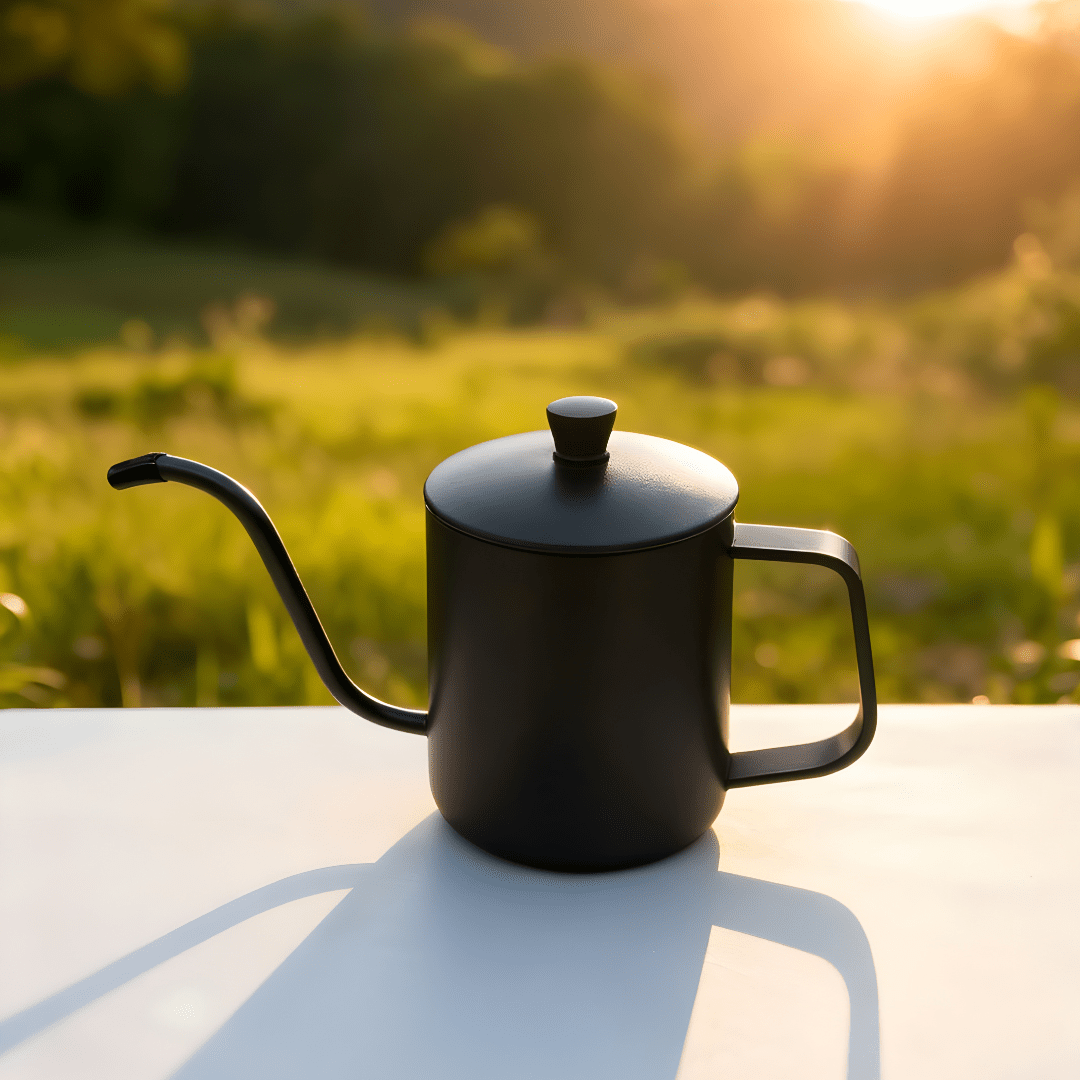 Full V60 coffee brewing kit inside practical box including kettle, grinder, dripper, mug and scale