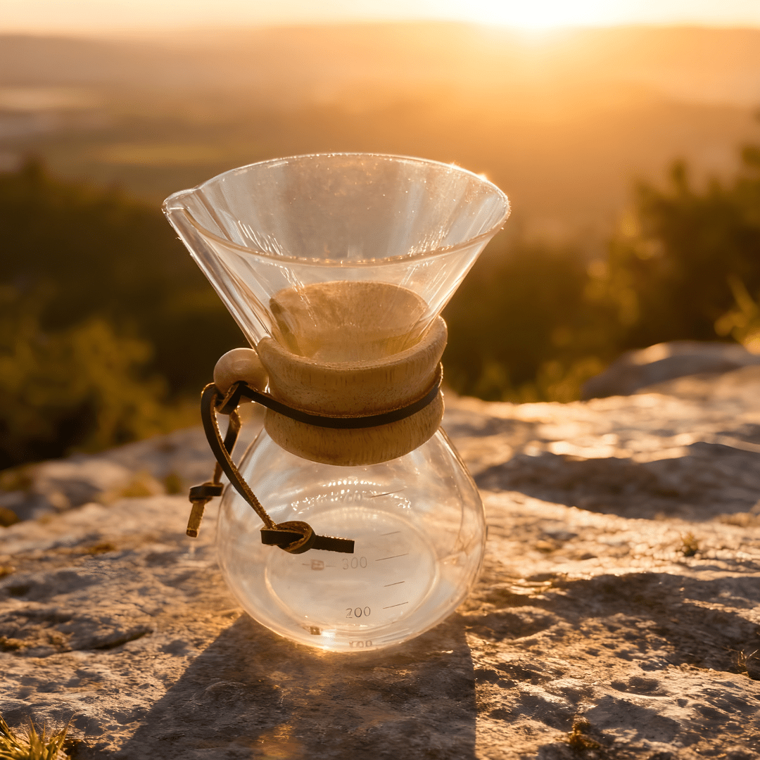 Full V60 coffee brewing kit inside practical box including kettle, grinder, dripper, mug and scale