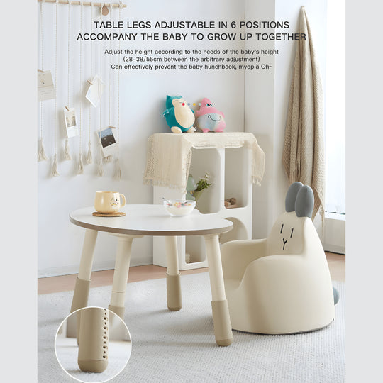 Adjustable kids study desk and chair set made from eco-friendly polywood, peanut-shaped table, safe design, Lebanon