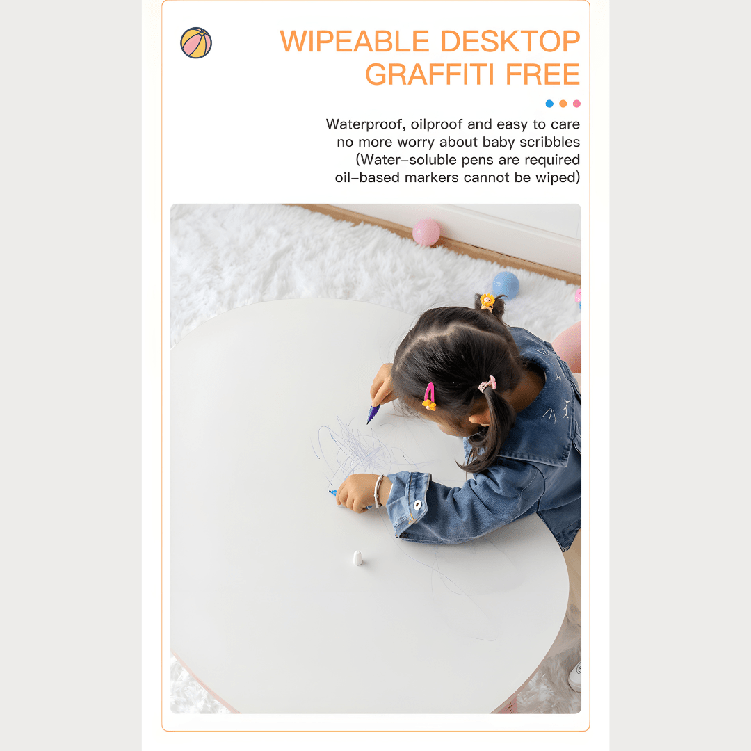 Adjustable kids study desk and chair set made from eco-friendly polywood, peanut-shaped table, safe design, Lebanon